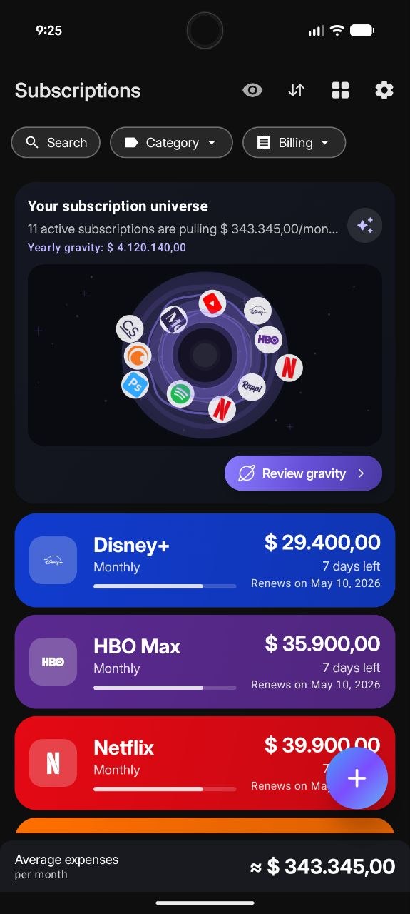 Subtrack — Subscriptions, without losing track